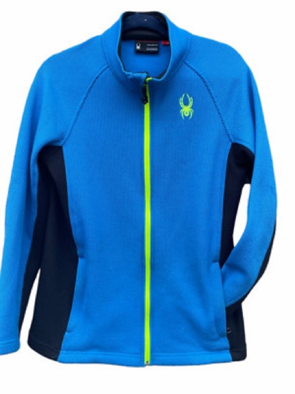 Spyder Unisex Electric Blue Full-Zip Lightweight Jacket w Neon Yellow Trim (L)
